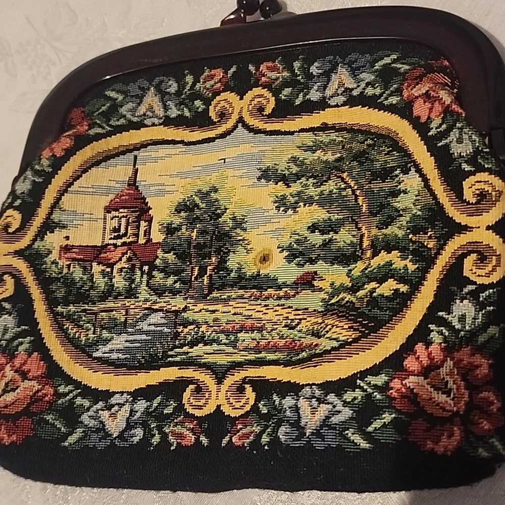 Vintage Tapestry Clutch with Floral Design